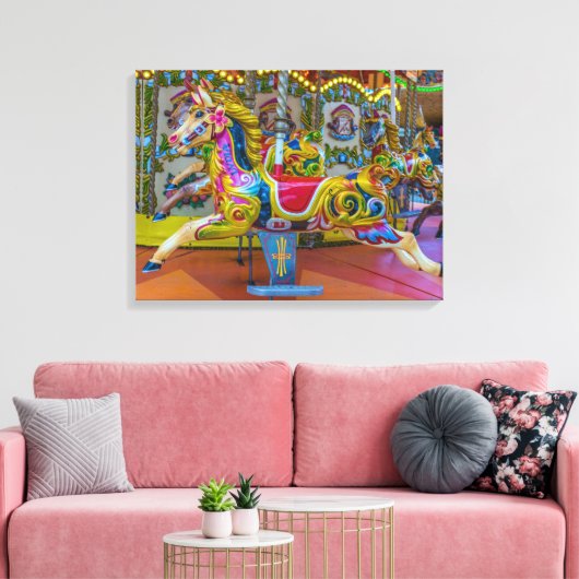 Carrousel paard uitzicht canvas print (Insitu (Woonkamer))