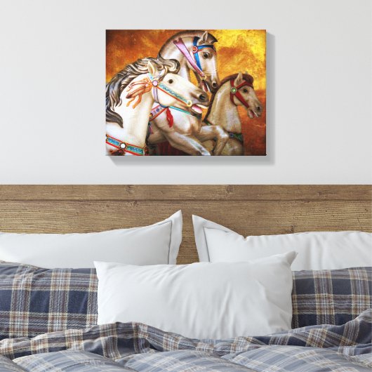 Carrousel Paarden op gespannen canvas (Insitu (Slaapkamer))