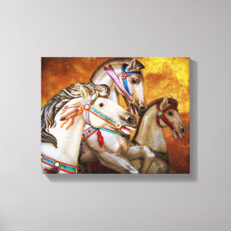 Carrousel Paarden op gespannen canvas Afdruk