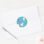 Carrousel Paarden Versierde paarse bloemen Ronde Sticker (Envelop)