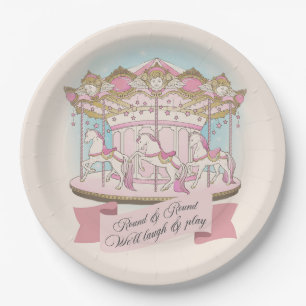 Carrousel Paardencircus Carnaval Verjaardagsfeest Papieren Bordje
