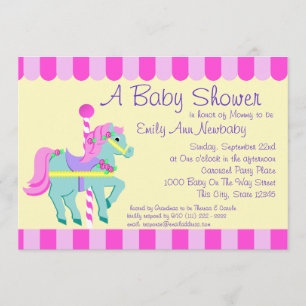 Carrousel Pony Baby shower Kaart