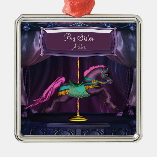 Carrousel Pony Big Sister Kerstversiering Metalen Ornament (Voorkant)