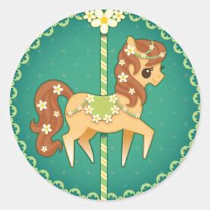 Carrousel Pony - Daisy Flower Ronde Sticker