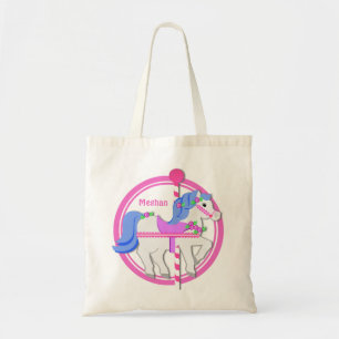 Carrousel Pony roze en blauw Tote Bag