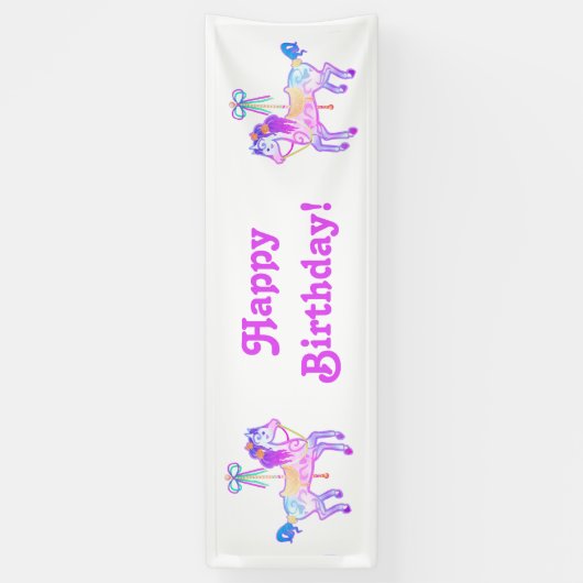 Carrousel Pony verjaardagsbanner Spandoek (Verticaal)