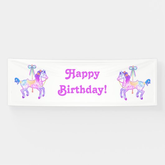 Carrousel Pony verjaardagsbanner Spandoek (Horizontaal)