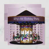 Carrousel pony's 8e verjaardagsfeest uitnodiging 8 (Voorkant / Achterkant)