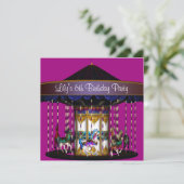 Carrousel pony's meisjes 6e verjaardagsfeest kaart (Staand voorkant)