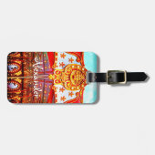 Carrousel retro gouden gezicht foto aangepaste na bagagelabel (Voorkant horizontaal)