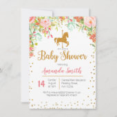 Carrousel Roos Gold Baby shower uitnodiging (Voorkant)