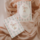 Carrousel roze eerste verjaardag kaart