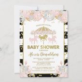 Carrousel roze en gouden Baby shower Kaart (Voorkant)