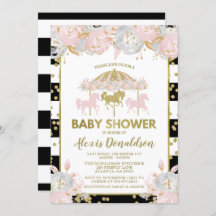 Carrousel roze en gouden Baby shower