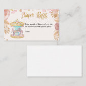 Carrousel roze glitter diaper raffle-kaart informatiekaartje (Voorkant / Achterkant)