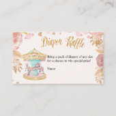 Carrousel roze glitter diaper raffle-kaart informatiekaartje (Voorkant)