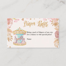 Carrousel roze glitter diaper raffle-kaart