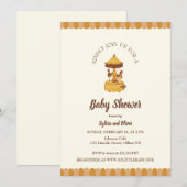 Carrousel schattig baby shower genderneutraal kaart (Voorkant / Achterkant)