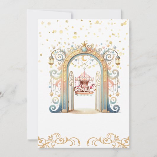 Carrousel thema verjaardagsuitnodiging kaart (Achterkant)