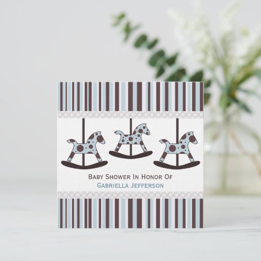 Carrousel: Uitnodiging voor gepersonaliseerd Baby  (Staand voorkant)