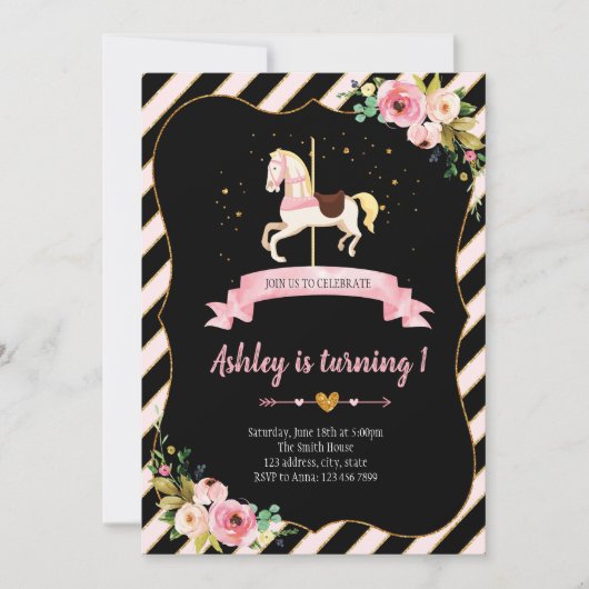 Carrousel uitnodiging voor verjaardag (Voorkant)