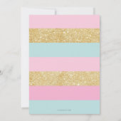 Carrousel Unicorn 1e verjaardag Roze Mint Floral Kaart (Achterkant)