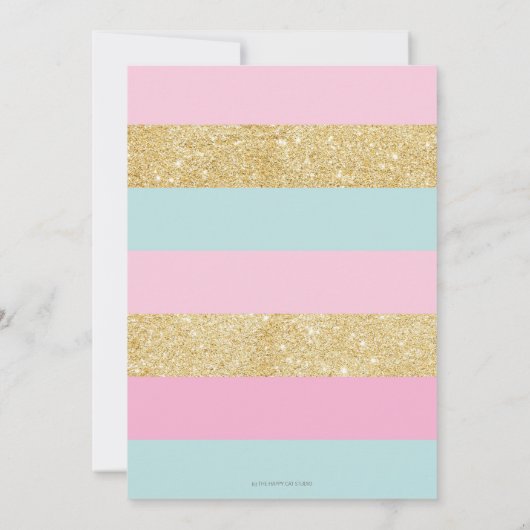 Carrousel Unicorn 1e verjaardag Roze Mint Floral Kaart (Achterkant)