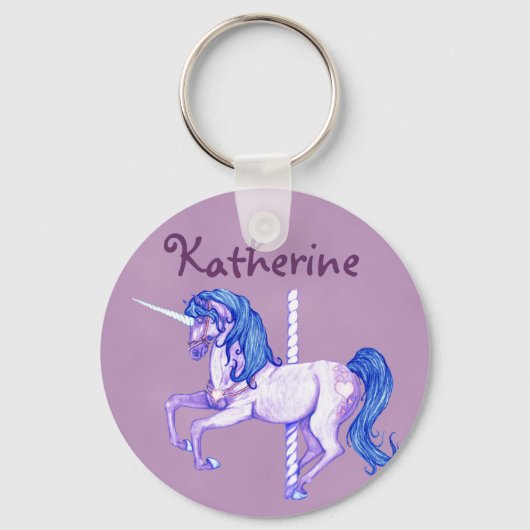  carrousel Unicorn Art Sleutelhanger (Voorkant)