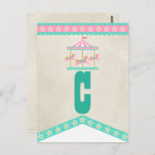 Carrousel verjaardagsfeestje Pennant Bunting Briefkaart (Voorkant / Achterkant)