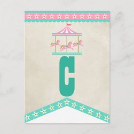 Carrousel verjaardagsfeestje Pennant Bunting Briefkaart