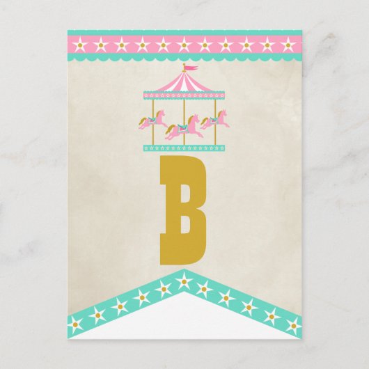 Carrousel verjaardagsfeestje Pennant Bunting Briefkaart (Voorkant)