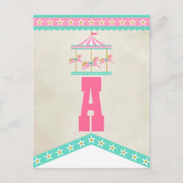 Carrousel verjaardagsfeestje Pennant Bunting Briefkaart