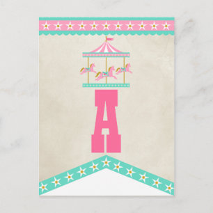 Carrousel verjaardagsfeestje Pennant Bunting Briefkaart