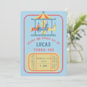 Carrousel verjaardagsuitnodiging kaart (Staand voorkant)