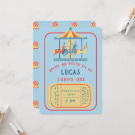 Carrousel verjaardagsuitnodiging kaart