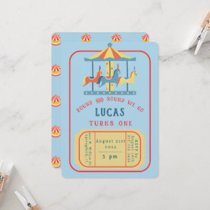 Carrousel verjaardagsuitnodiging kaart