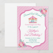 Carrousel verjaardagsuitnodiging Merry Go Round Kaart (Voorkant / Achterkant)