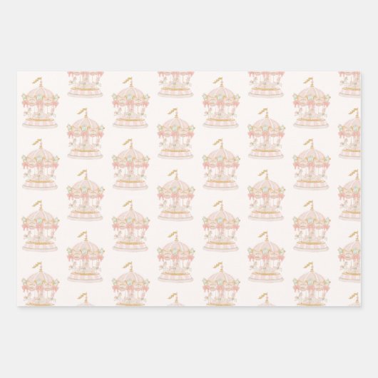 Carrousel Wrapping Paper Flat Sheet Set van 3 (Voorkant 3)