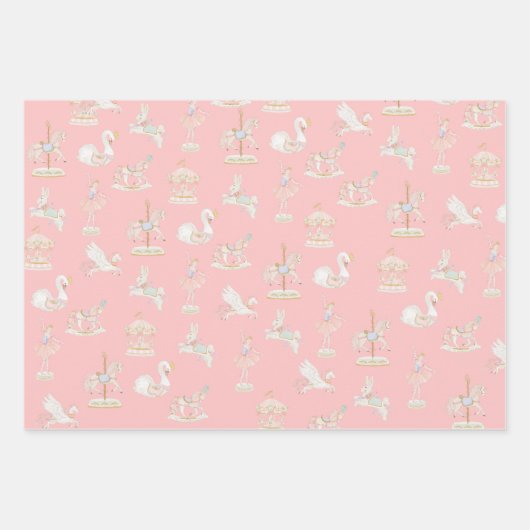 Carrousel Wrapping Paper Flat Sheet Set van 3 (Voorkant 2)