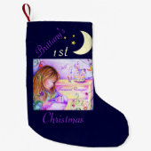 Carrouseldroams Midnight Blue Kerstmis Stocking Kleine Kerstsok (Voorkant)