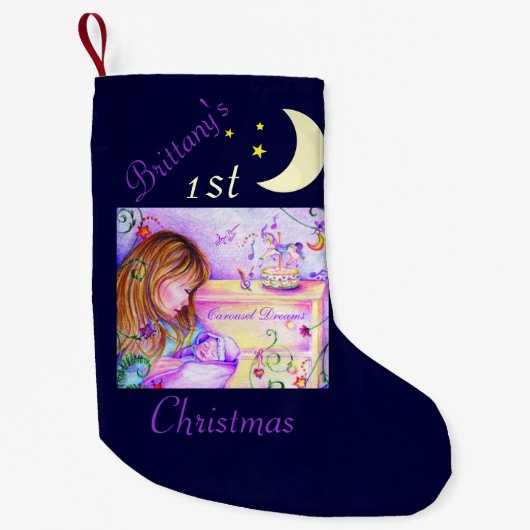 Carrouseldroams Midnight Blue Kerstmis Stocking Kleine Kerstsok (Voorkant)