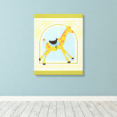 CarrouselGiraffe van June Erica Vess Canvas Afdruk (Insitu (Houten vloer))
