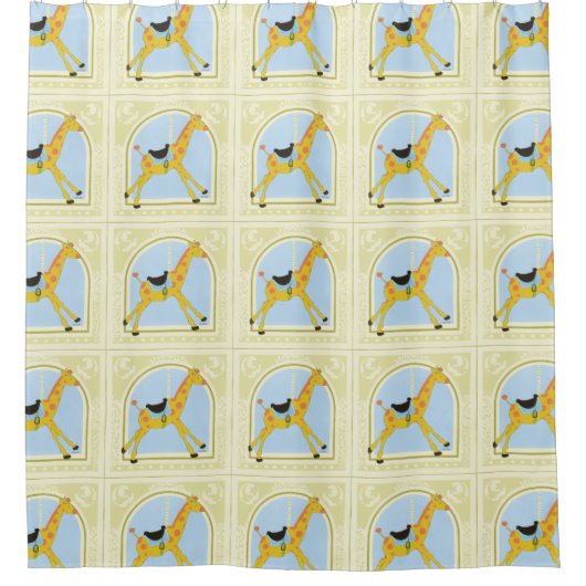 CarrouselGiraffe van June Erica Vess Douchegordijn (Voorkant)