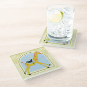 CarrouselGiraffe van June Erica Vess Glazen Onderzetter (Schuin)