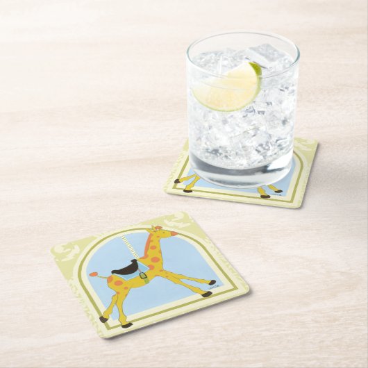 CarrouselGiraffe van June Erica Vess Kartonnen Onderzetters (Insitu)