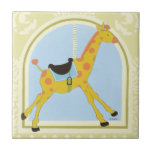 CarrouselGiraffe van June Erica Vess Tegeltje<br><div class="desc">Als u niet naar het park kunt gaan en op de grove-go-ronde kunt rijden, kan deze druk het volgende beste alternatief zijn. June Erica Vess maakte deze verbluffende uitlevering van een carrouselgiraffe op een pastelblauwe en groene achtergrond. Je wil gewoon op een ritje in cirkels springen. Zet deze amusementrit vandaag...</div>