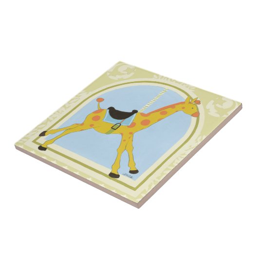 CarrouselGiraffe van June Erica Vess Tegeltje (Zijkant)