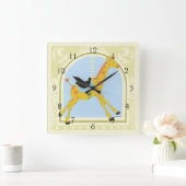 CarrouselGiraffe van June Erica Vess Vierkante Klok (Huis)