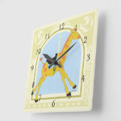 CarrouselGiraffe van June Erica Vess Vierkante Klok (Hoek)