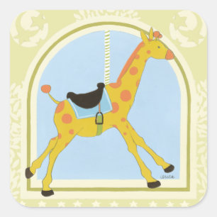 CarrouselGiraffe van June Erica Vess Vierkante Sticker